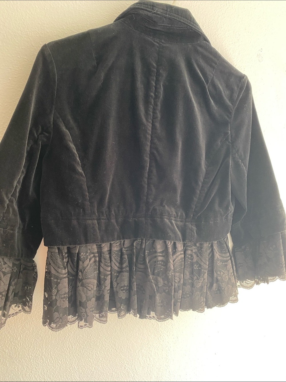 INC International Concepts Black Velvet Blazer with Lace Hem Gothic Romance - Picture 6 of 8